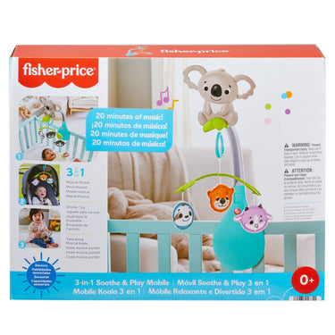 Carusel muzical 3 în 1 pentru patul bebelușilor, Fisher Price, 0-1 an